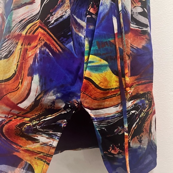 Women's Multi- Color Abstract Spaghetti Open Back Bodycon Dress Size Medium - Picture 10 of 12